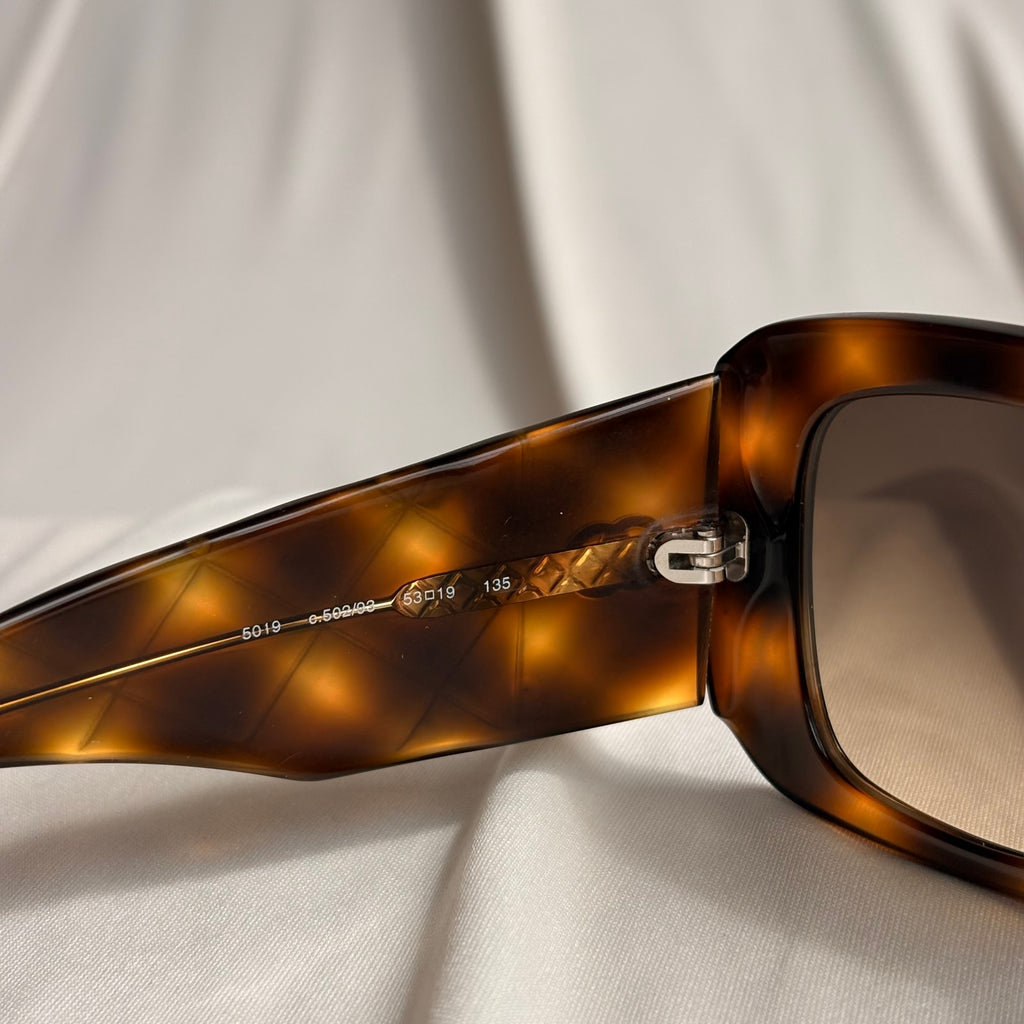 Vintage Chanel 5019 Sunglasses - Havana Tortoise, Quilted CC