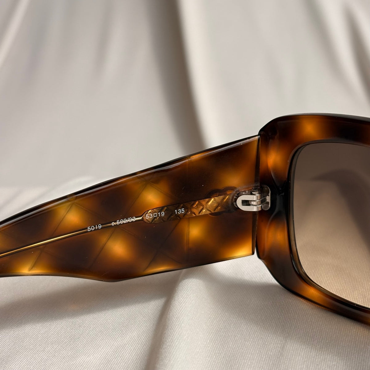Vintage Chanel 5019 Sunglasses - Havana Tortoise, Quilted CC