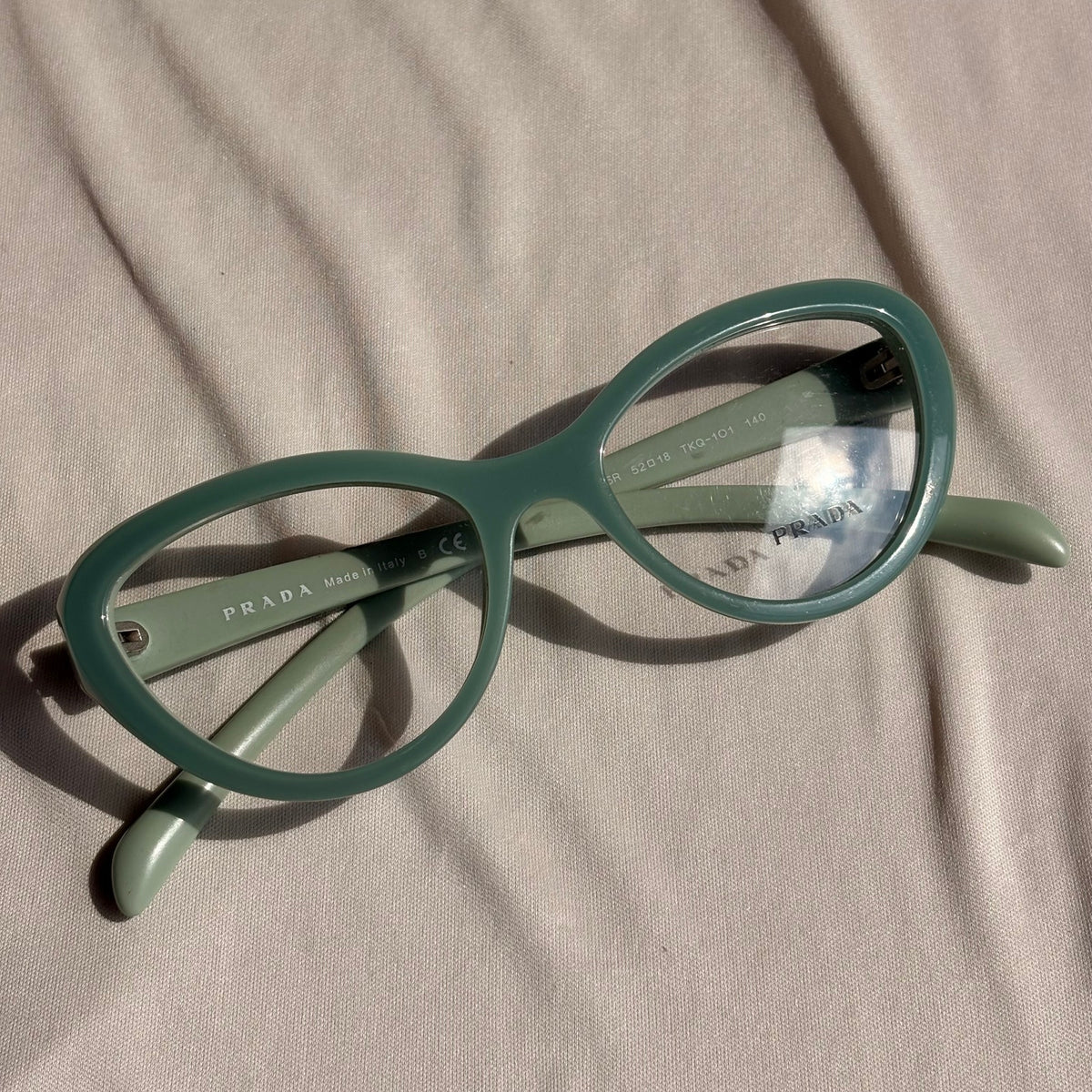 Prada VPR 25R Cat-Eye Eyeglasses - Mint Green, Sage