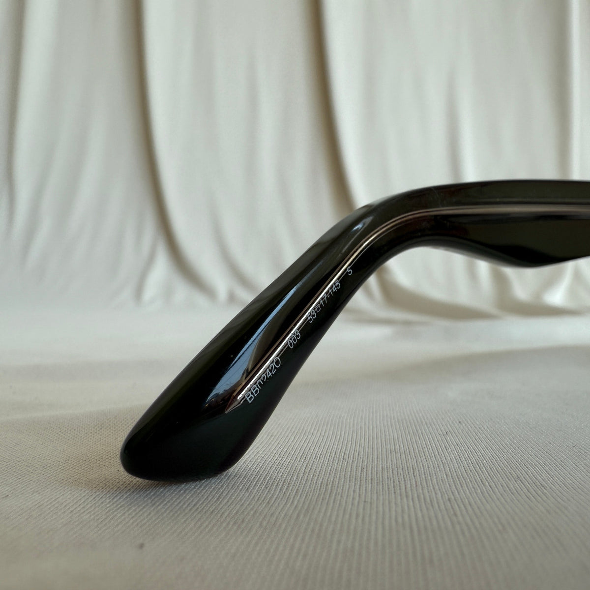 Balenciaga BB0242O Eyeglass Frames  - Shiny Dark Green Acetate, Logo Temples
