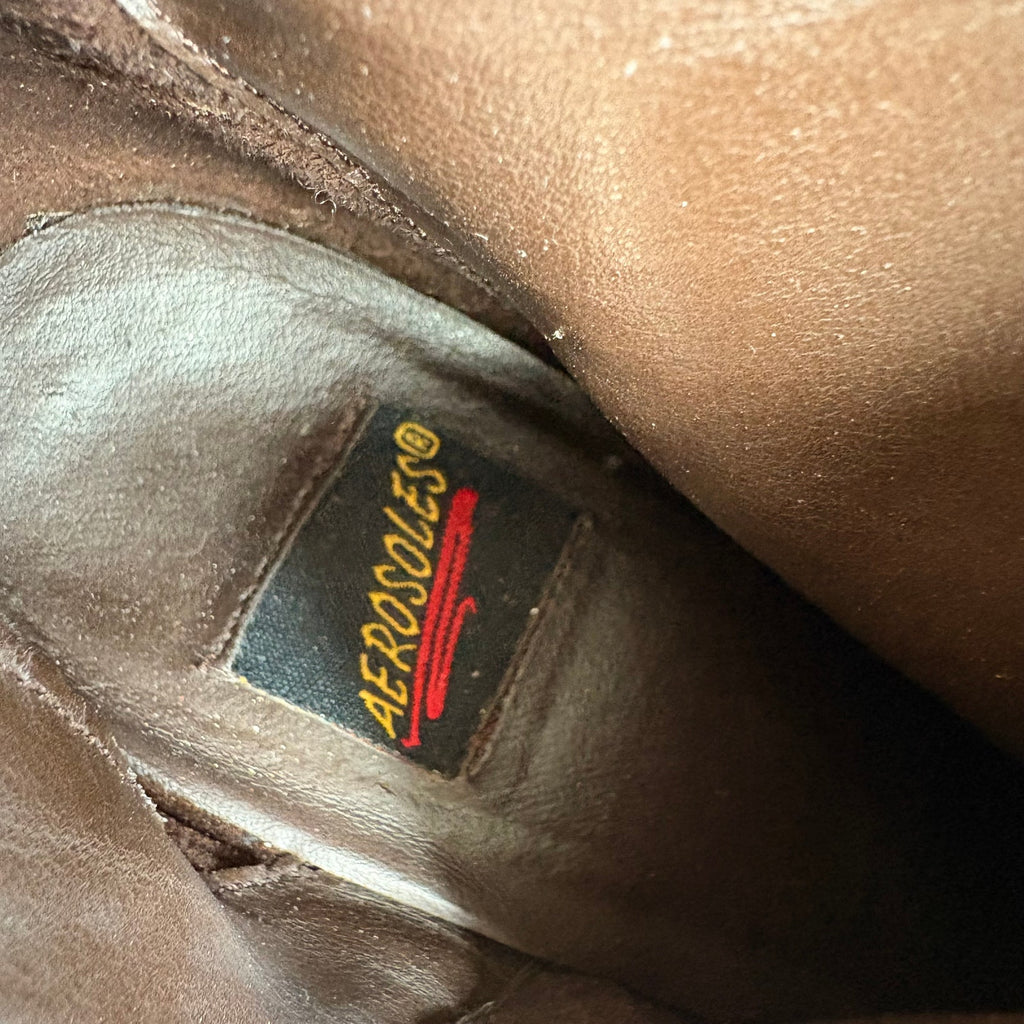 Vintage Brown Aerosoles Round Toe Ankle Boots - Side Zip, 2.5" Heel