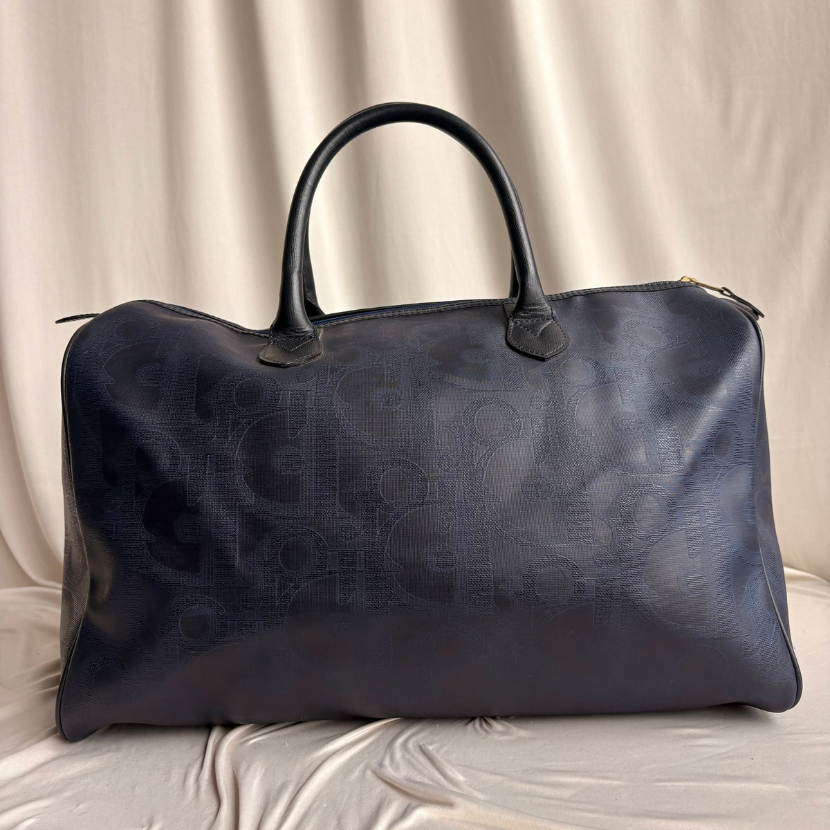 Vintage Christian Dior Trotter Oblique Navy Boston Duffle Bag