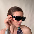 Chunky Black Rectangular Sunglasses - Rounded, UV400