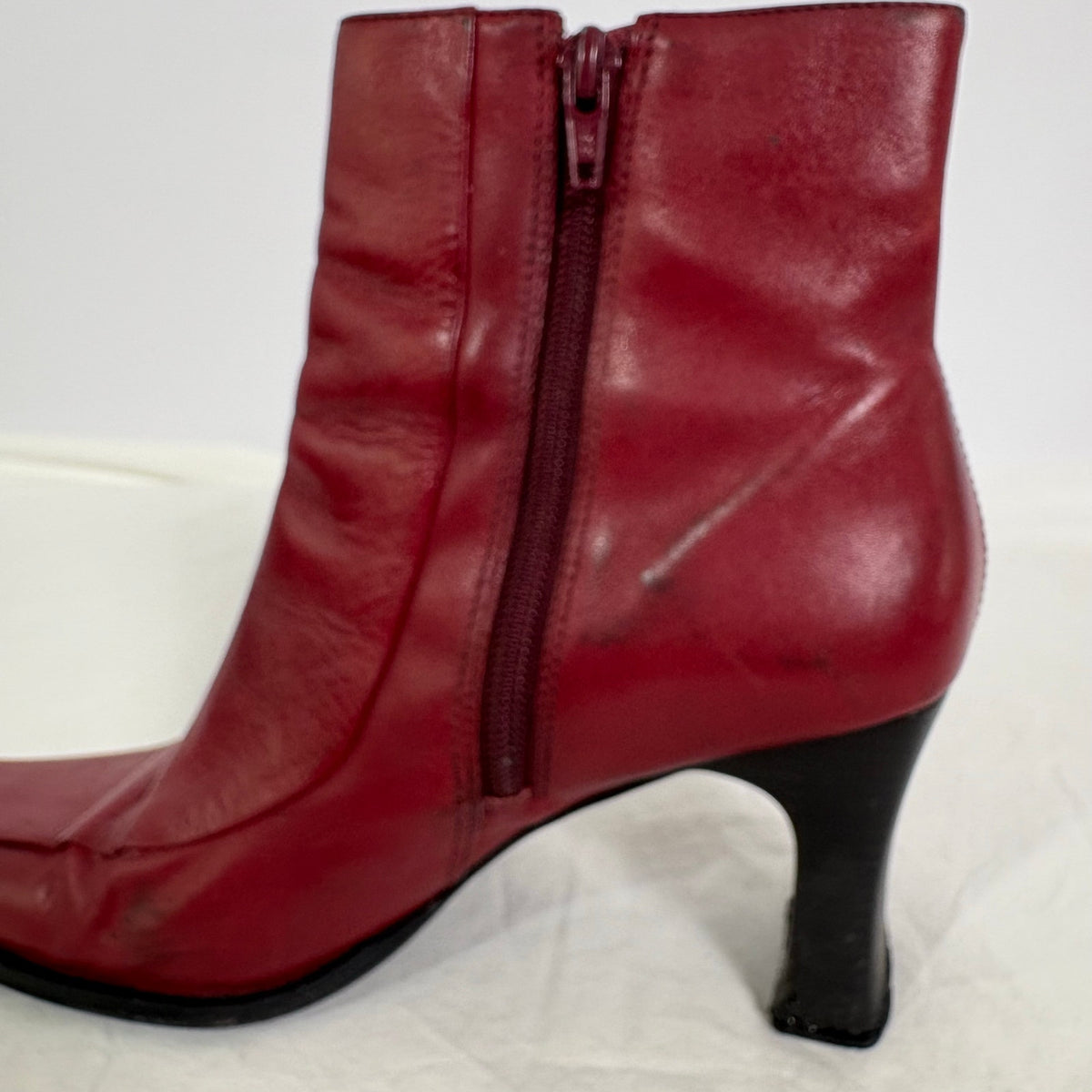 Vintage Parade Red Leather Ankle Boots - Size 7.5