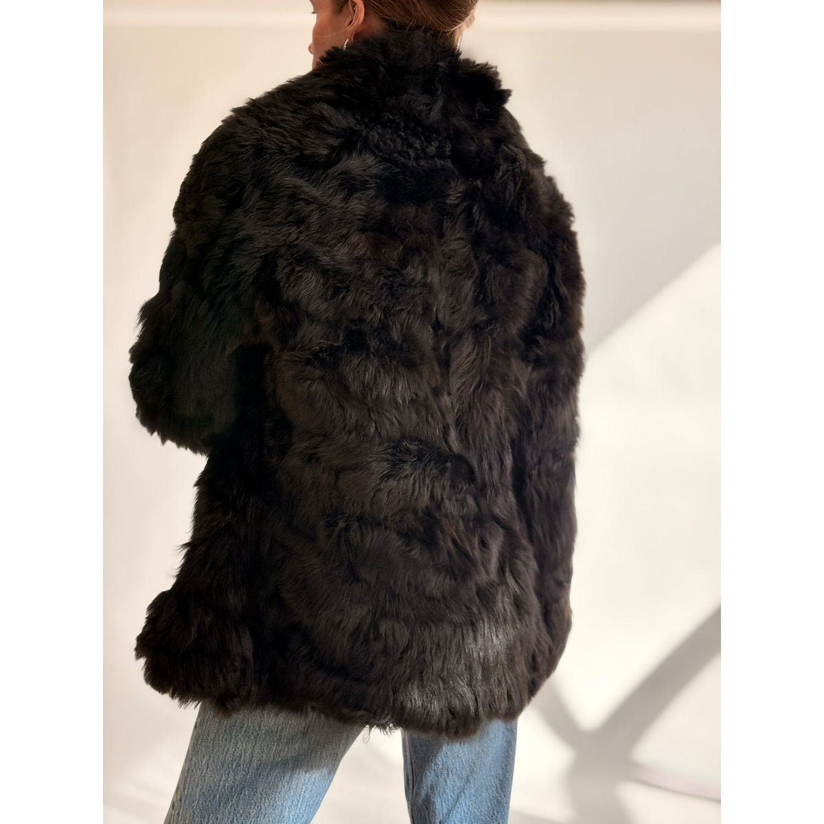 Vintage 1970s Black Lamb Fur Coat