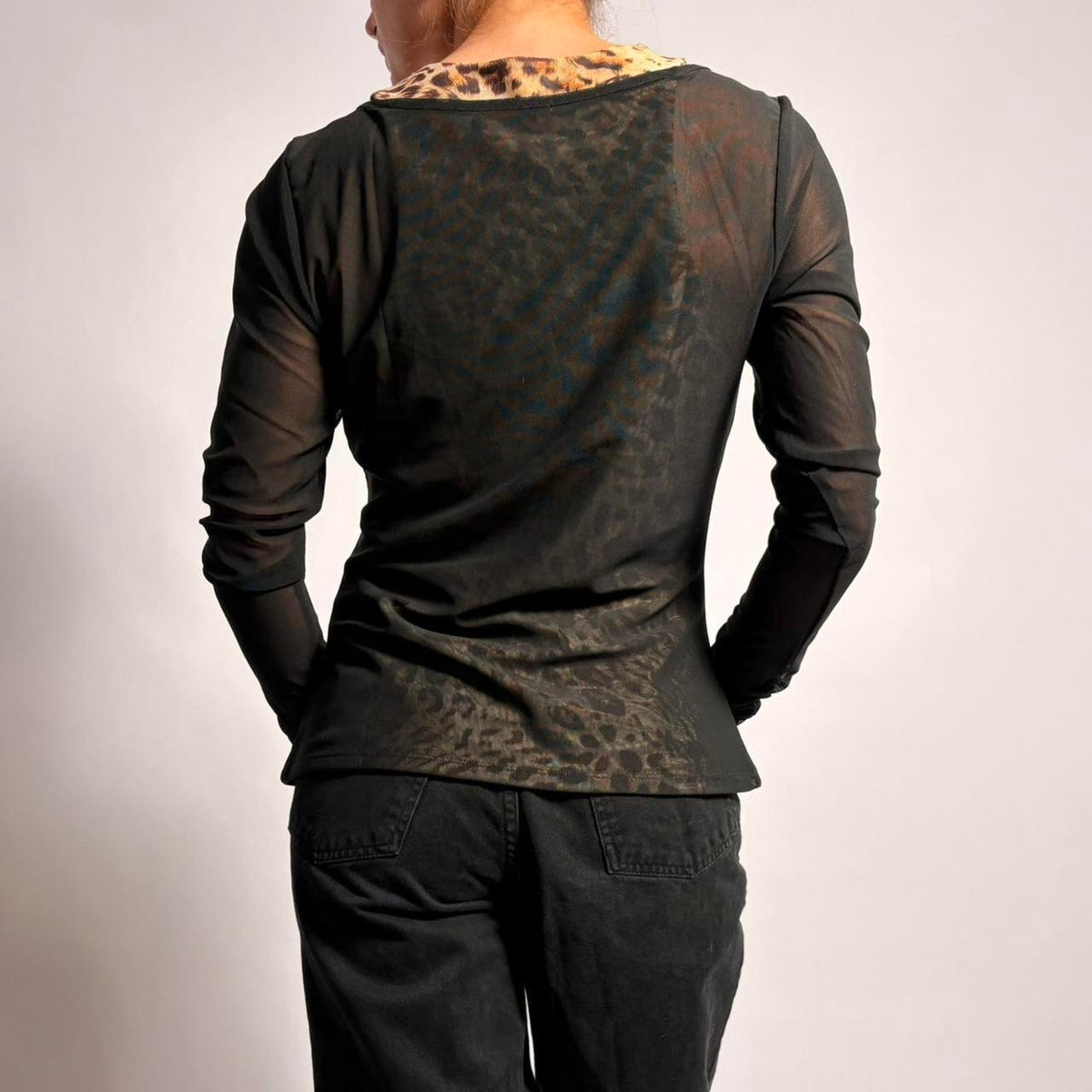 Venus Black Mesh Layered Top - Medium