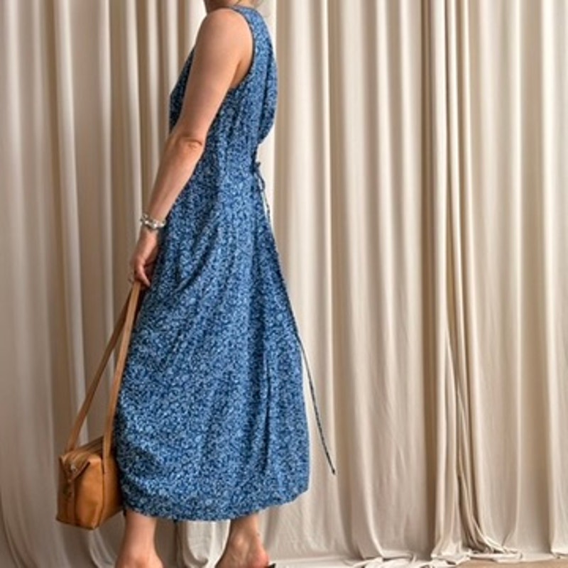 Fashion Bug Blue Daisy Floral Dress - 90s - Size 14P (Fits S)
