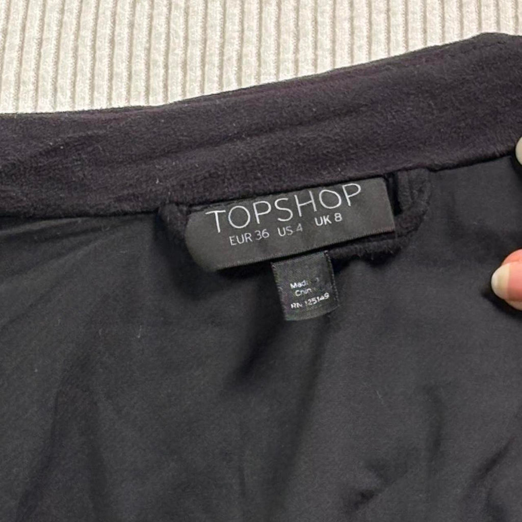 Black Faux Suede Fridge Jacket - Topshop Size 4