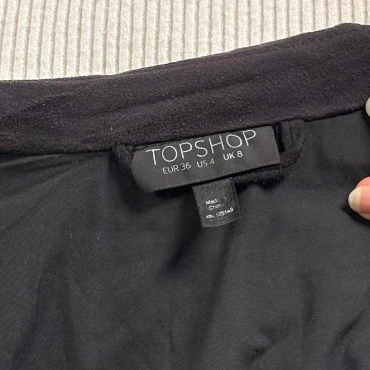 Black Faux Suede Fridge Jacket - Topshop Size 4