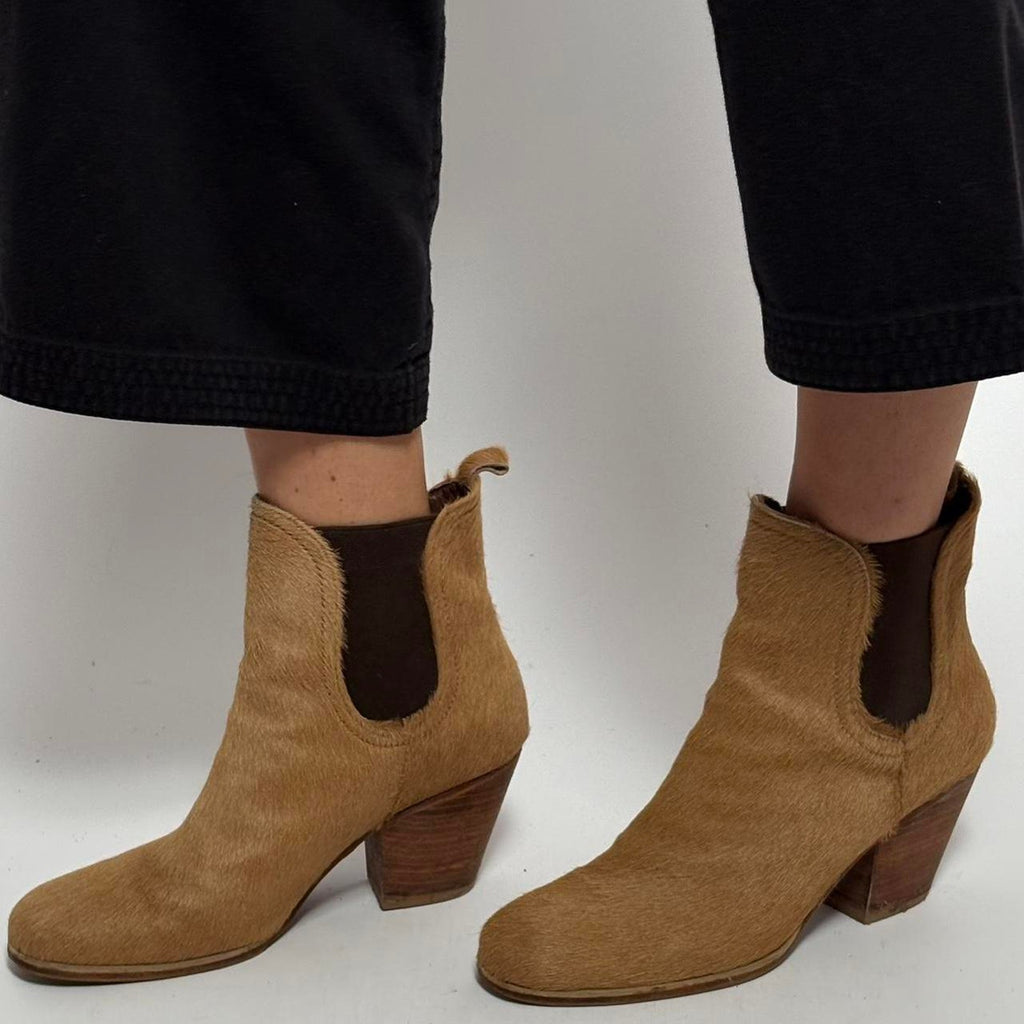 Rachel Comey Tan Hair Calf Ankle Boots - Size 7.5