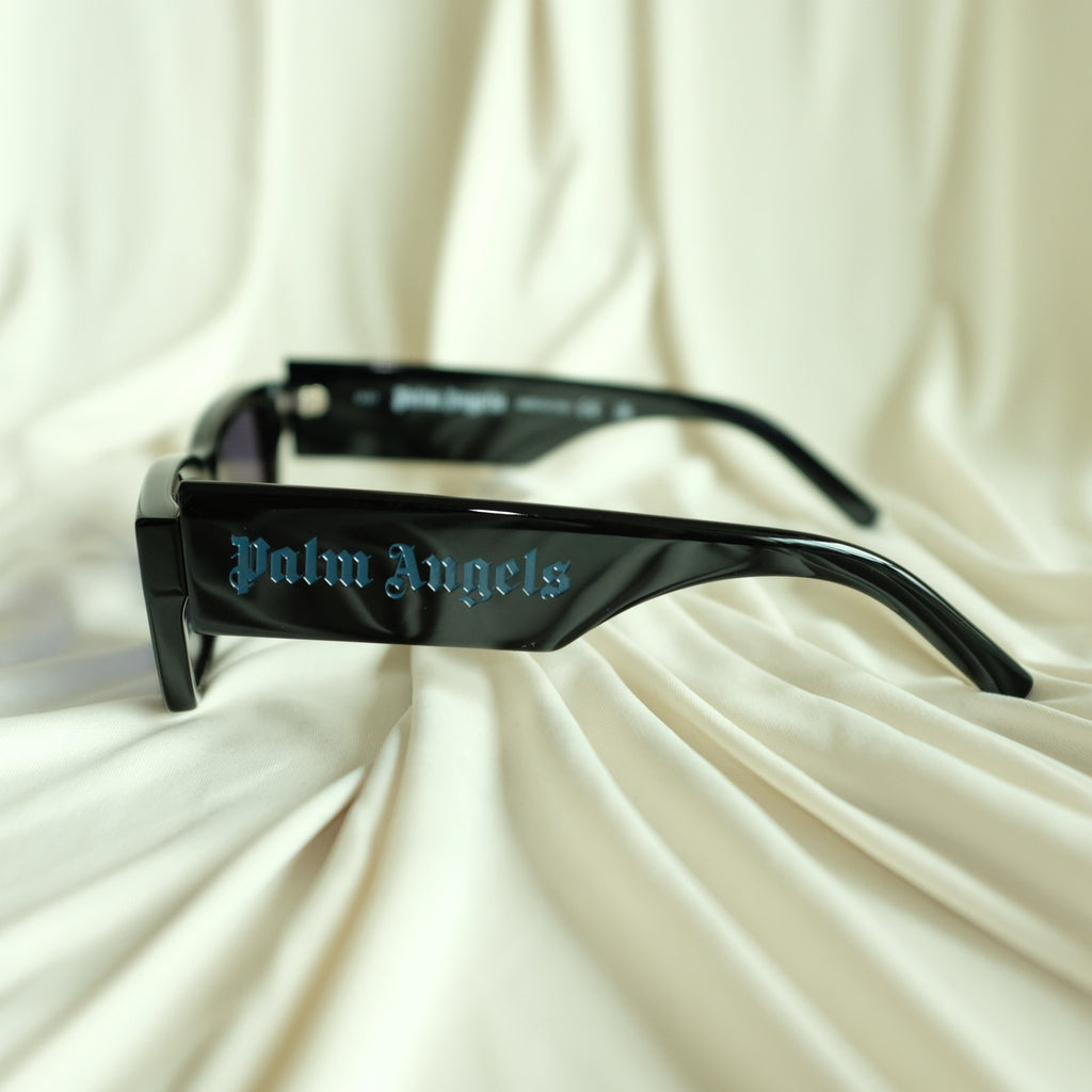 Palm Angels Rectangle Sunglasses - Black Frame, Blue Lenses, Brand New