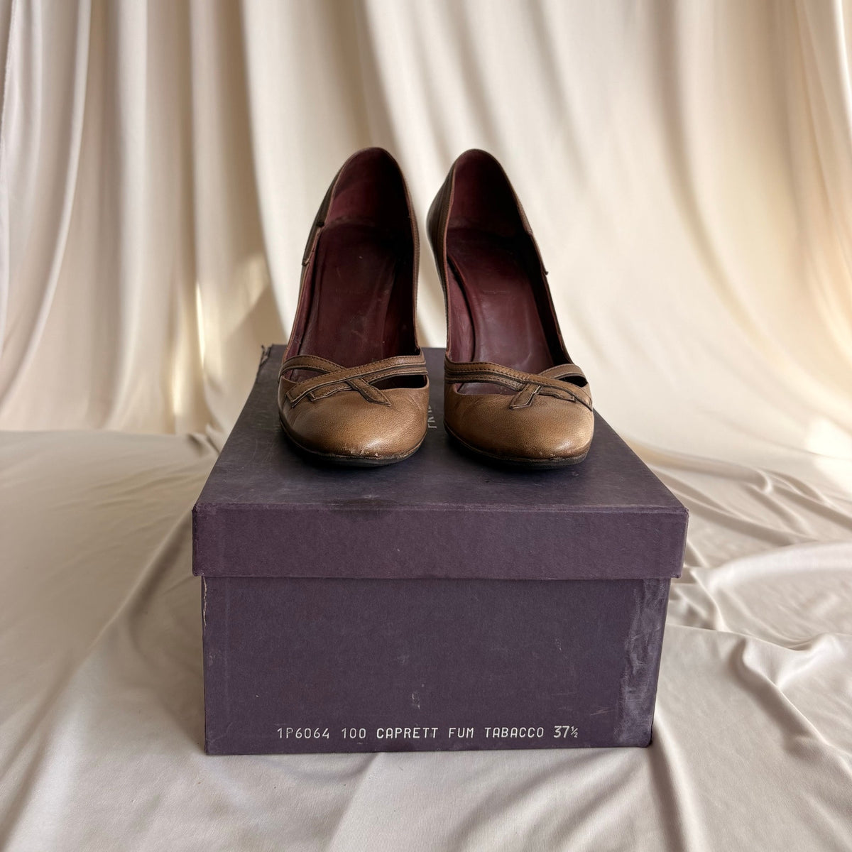 Vintage Prada Leather Cutout Accent Pumps - Crossover Straps, 37.5