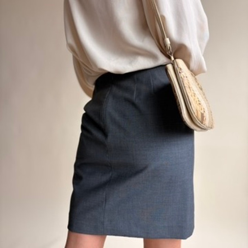 Talbots Grey Mini Suit Skirt - High Waisted, Office Siren, Size 0P