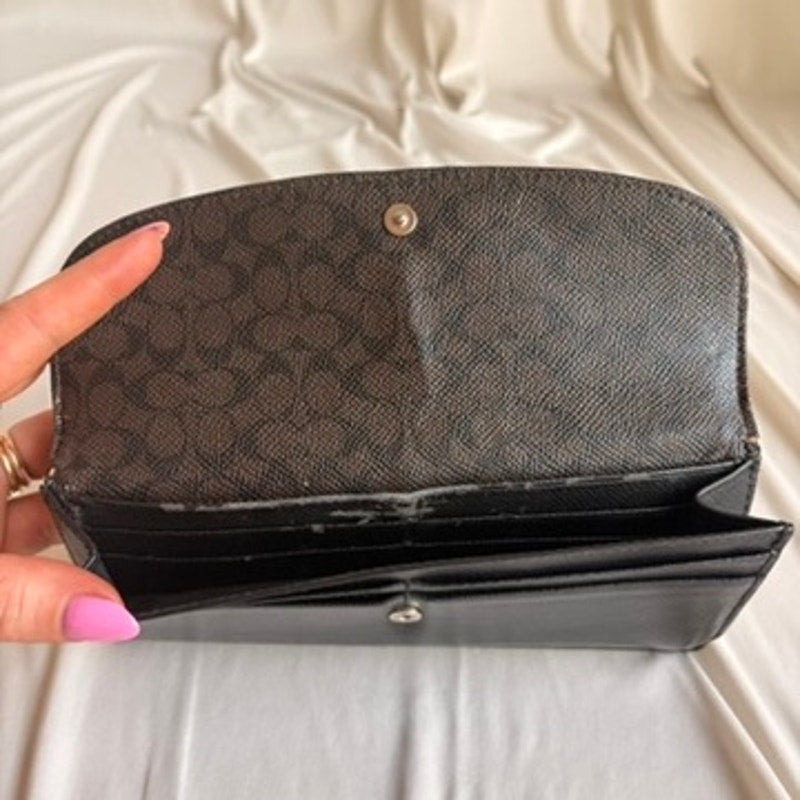 Coach Slim Envelope Wallet - Black, Crossgrain Leather, 8 Card Slots
