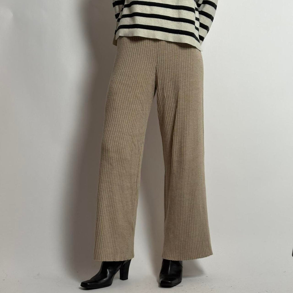 The Drop Tan Knit Wide Leg Lounge Pants | S