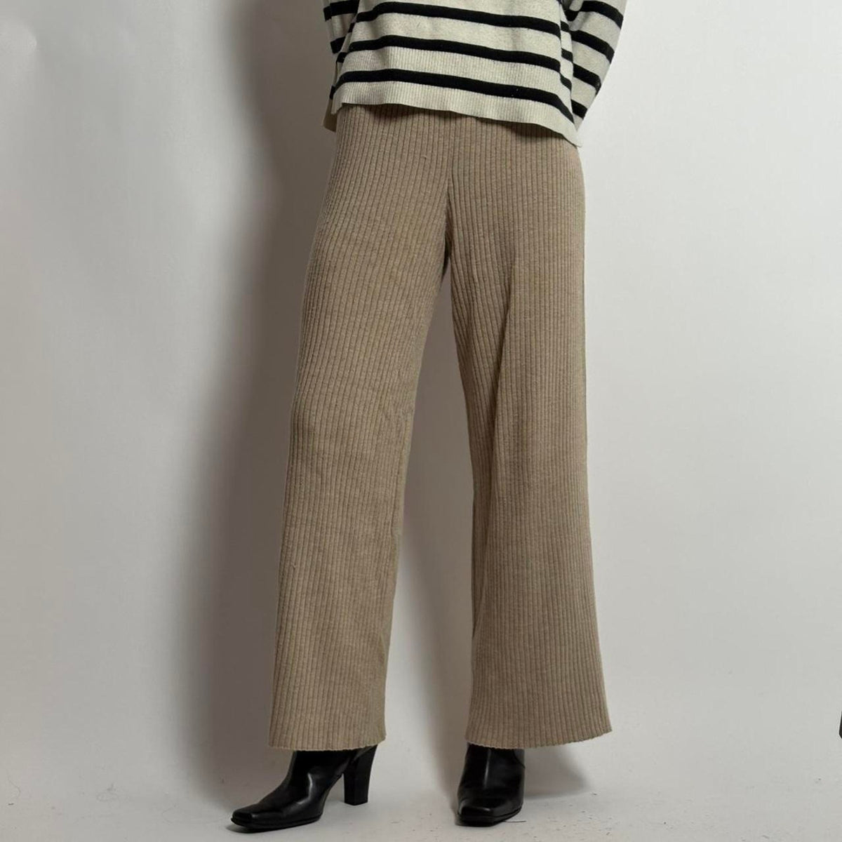 The Drop Tan Knit Wide Leg Lounge Pants | S