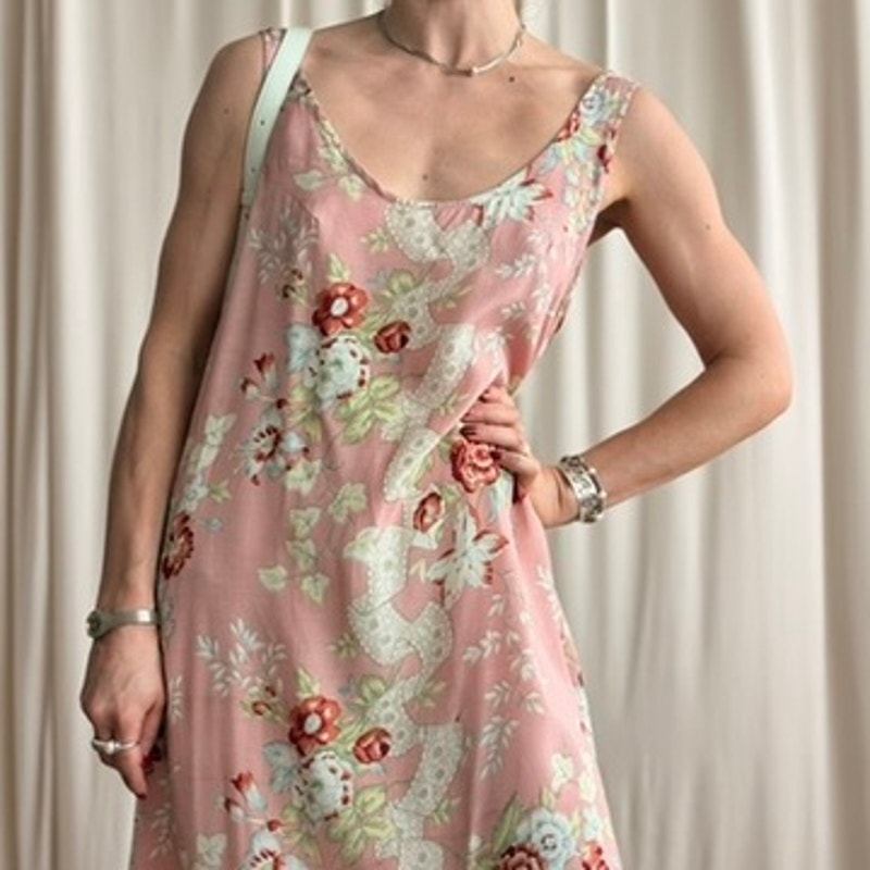 Gail Garner Slip Dress - Pink Floral, 90s - Size Large