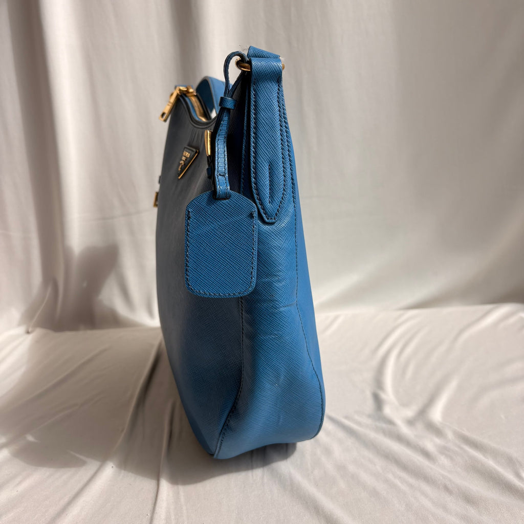 Prada Saffiano Lux Leather Shoulder Bag - Cobalt Blue