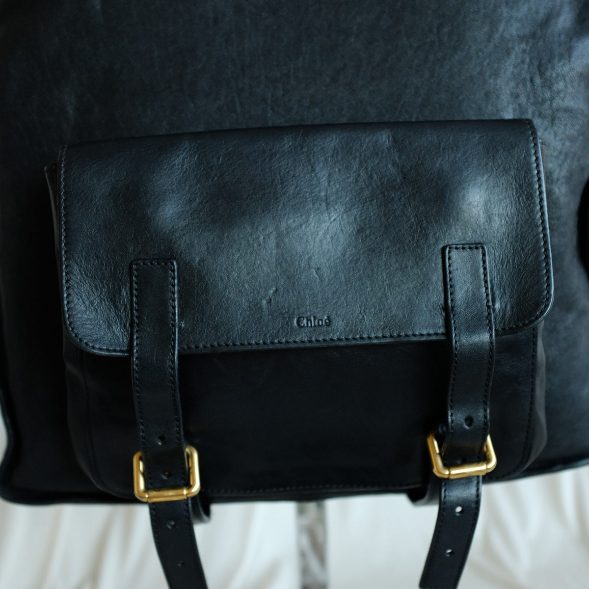 Chloe Black Calfskin Leather Tote, Removable Front Pouch