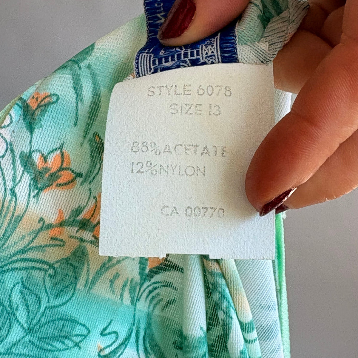 House of Nu-Mode Vintage 70s Mint Green Hawaiian Maxi Dress