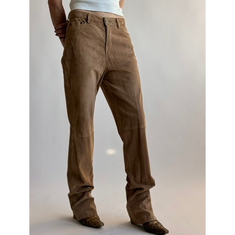 Vintage DG by Diane Gilman Light Brown Suede Straight Leg Pants