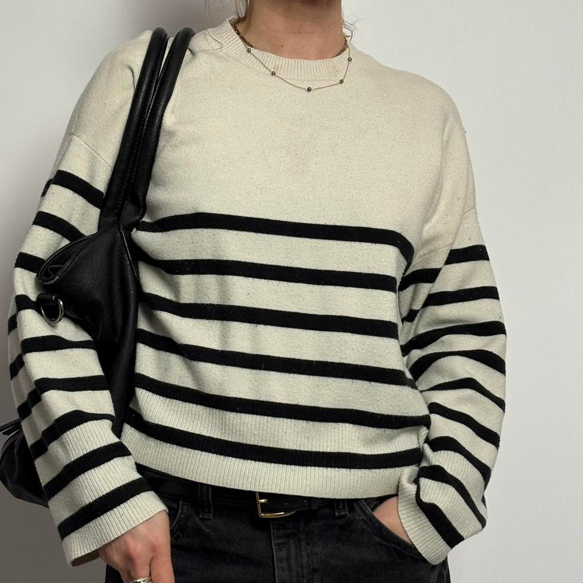 Vintage Abercrombie Striped Sweater | Black & White | Cotton Blend | S