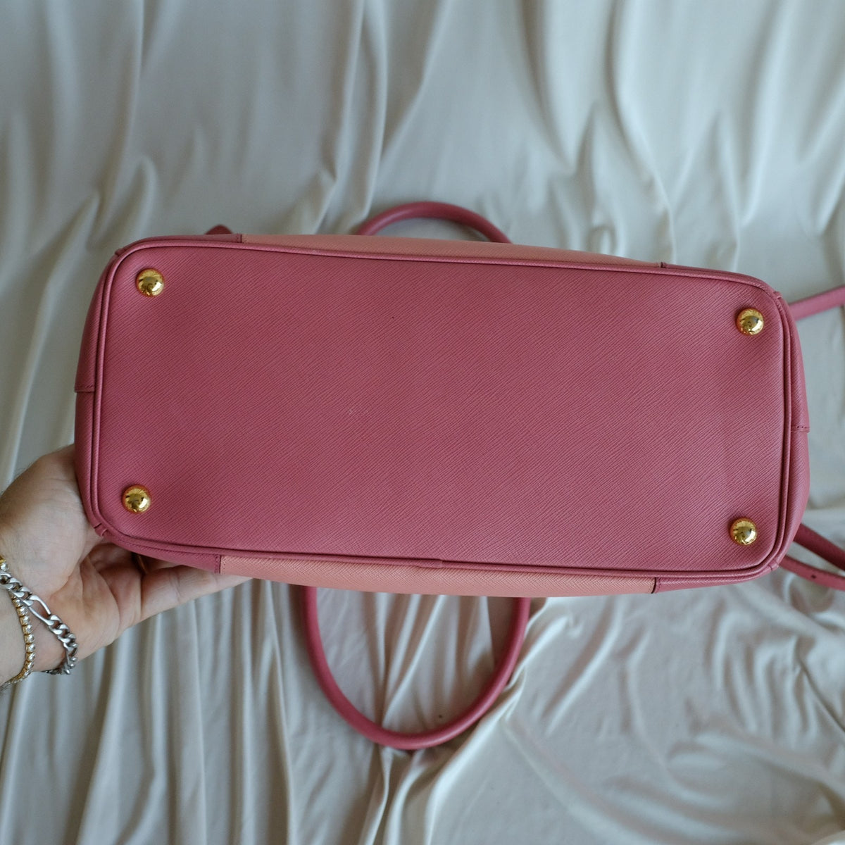 Authentic Prada Galleria Tote Saffiano Lux Leather Bi-Color Pink Double-Zip COA