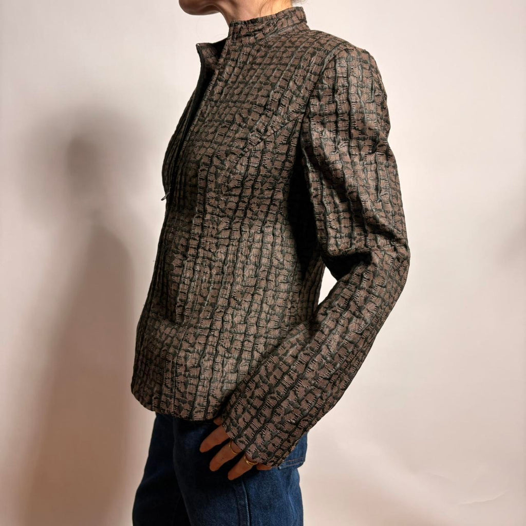Due Per Due Textured Stand Collar Jacket - Size M
