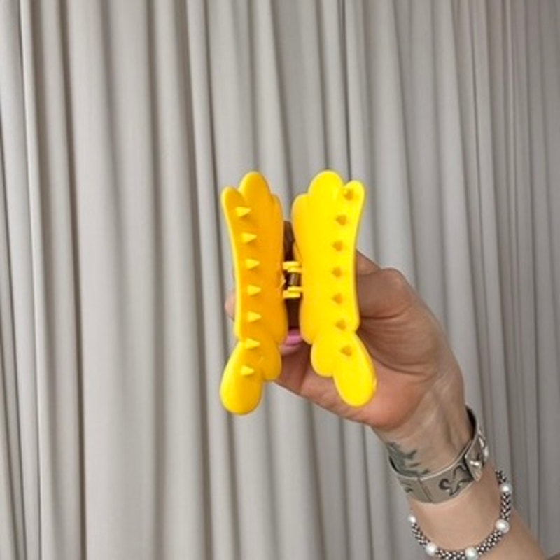 Bright Yellow Claw Clip - Vintage, Retro, 3"