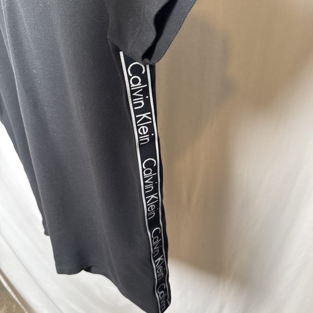 Calvin Klein Men Casual Shirt Zip Up Black Logo Short Sleeve Mens Medium