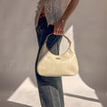 Ferragamo Gancini Romana Hobo Bag - White Saffiano Leather