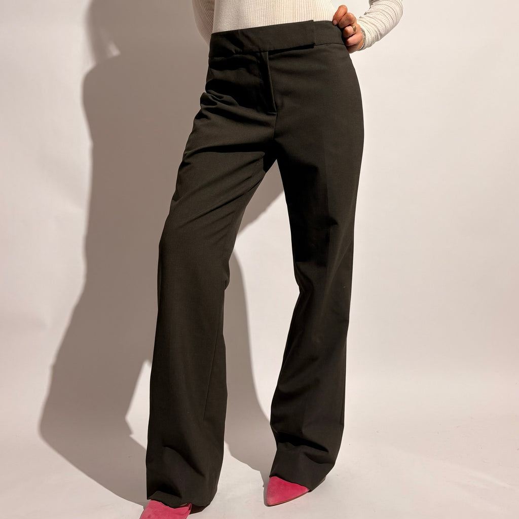 Dark Grey Mid Rise Flared Trousers - 4