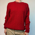 Vintage L.L.Bean Red Cable Knit Sweater - Men's Large