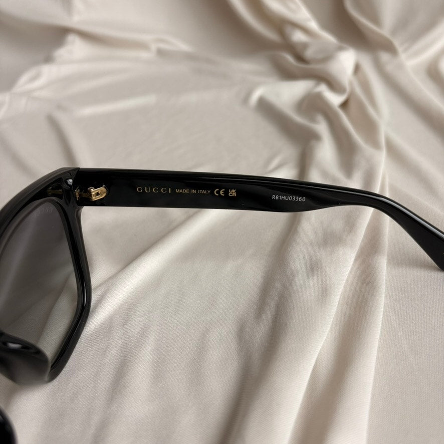 Gucci GG1338S Unisex Sunglasses - Black Acetate, Gold GG Logo, Brand New