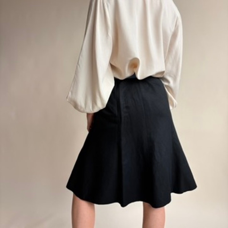 Loft Black A-Line Skirt - Knee Length, Cotton Blend, Size 0