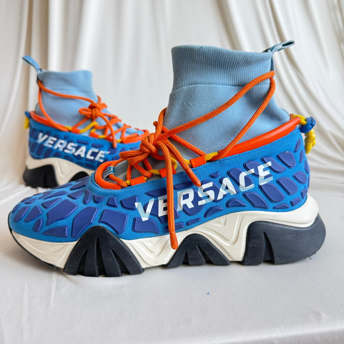Versace Squalo Knit 'Drawstring - Blue Mens Size 46 (US M13)