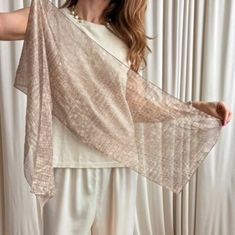 Brown Animal Print Sheer Scarf - Giraffe Style, 21"x73"