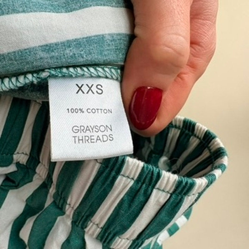 Grayson Threads Green & White Stripe Lounge Pants -  Size XXS