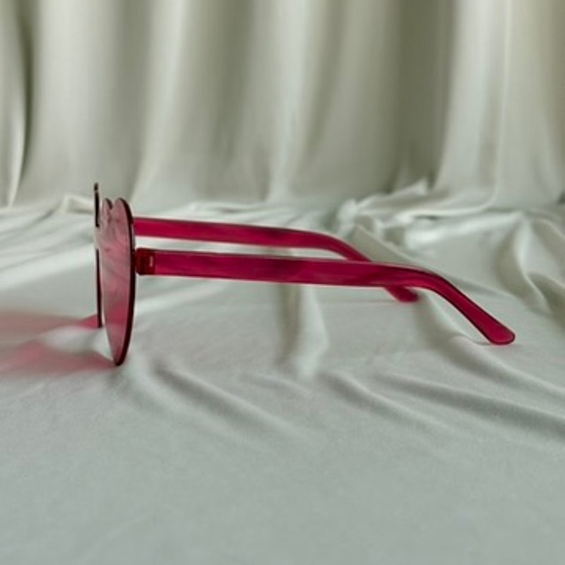 Pink Heart-Shaped Sunglasses - Plastic, Y2K Style