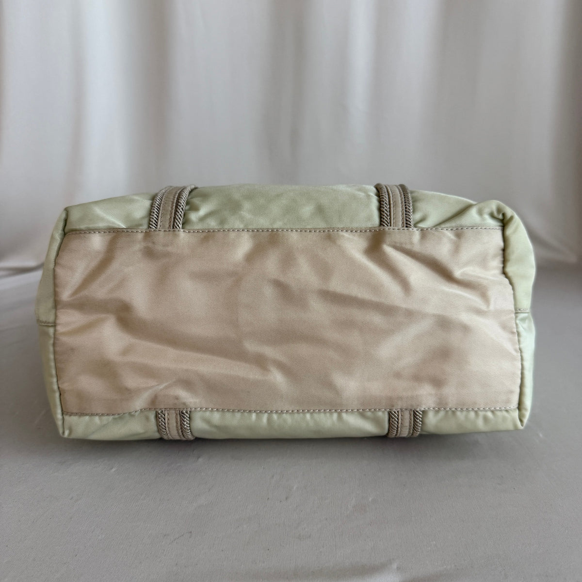 Vintage Prada Tessuto Marchio Nylon Rope-Trim Tote, Sage