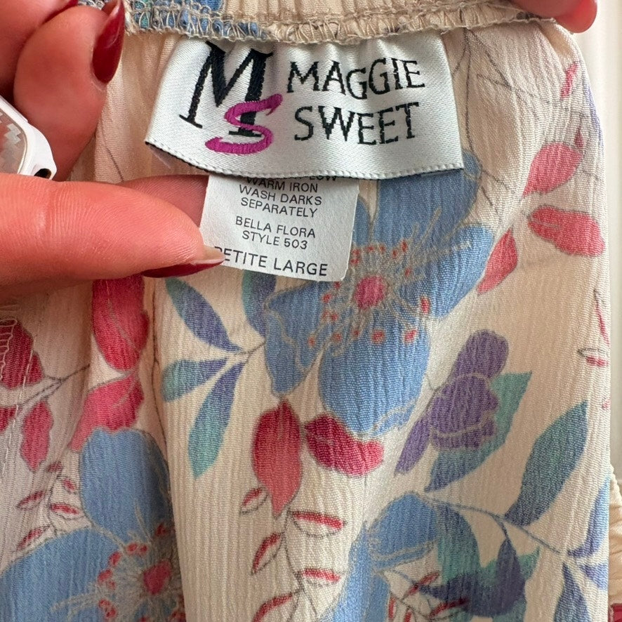 Maggie Sweet Floral Midi - Cream, Blue & Pink - Petite Large