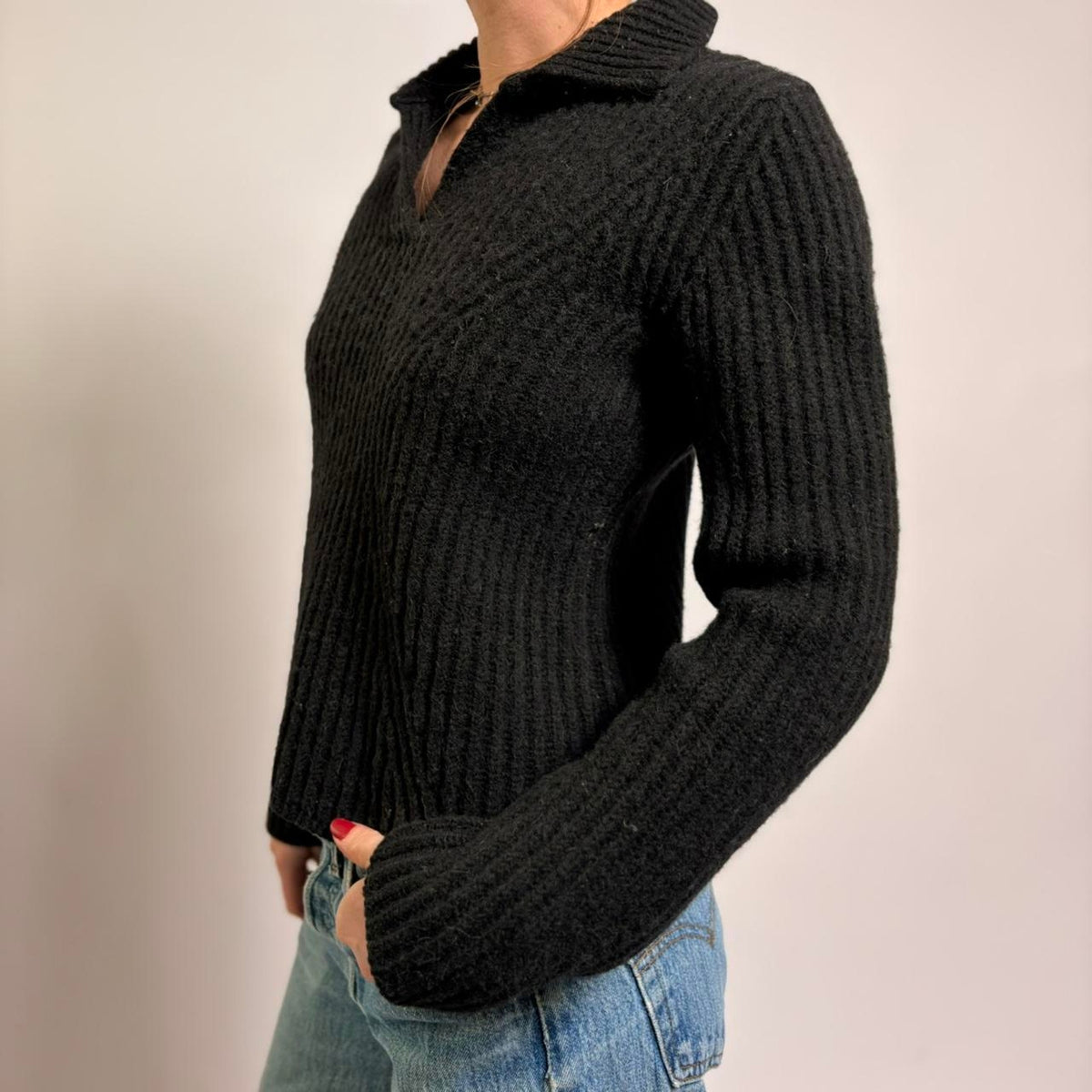 Vintage Jones New York Wool & Alpaca Sweater - Ink Black, Size Medium