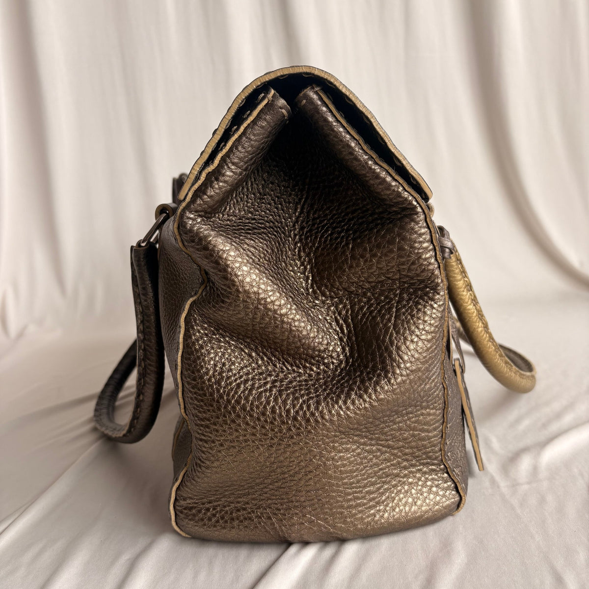 Fendi Selleria "Linda" Metallic Bronze/Pewter Leather Bag - 2006 Collection