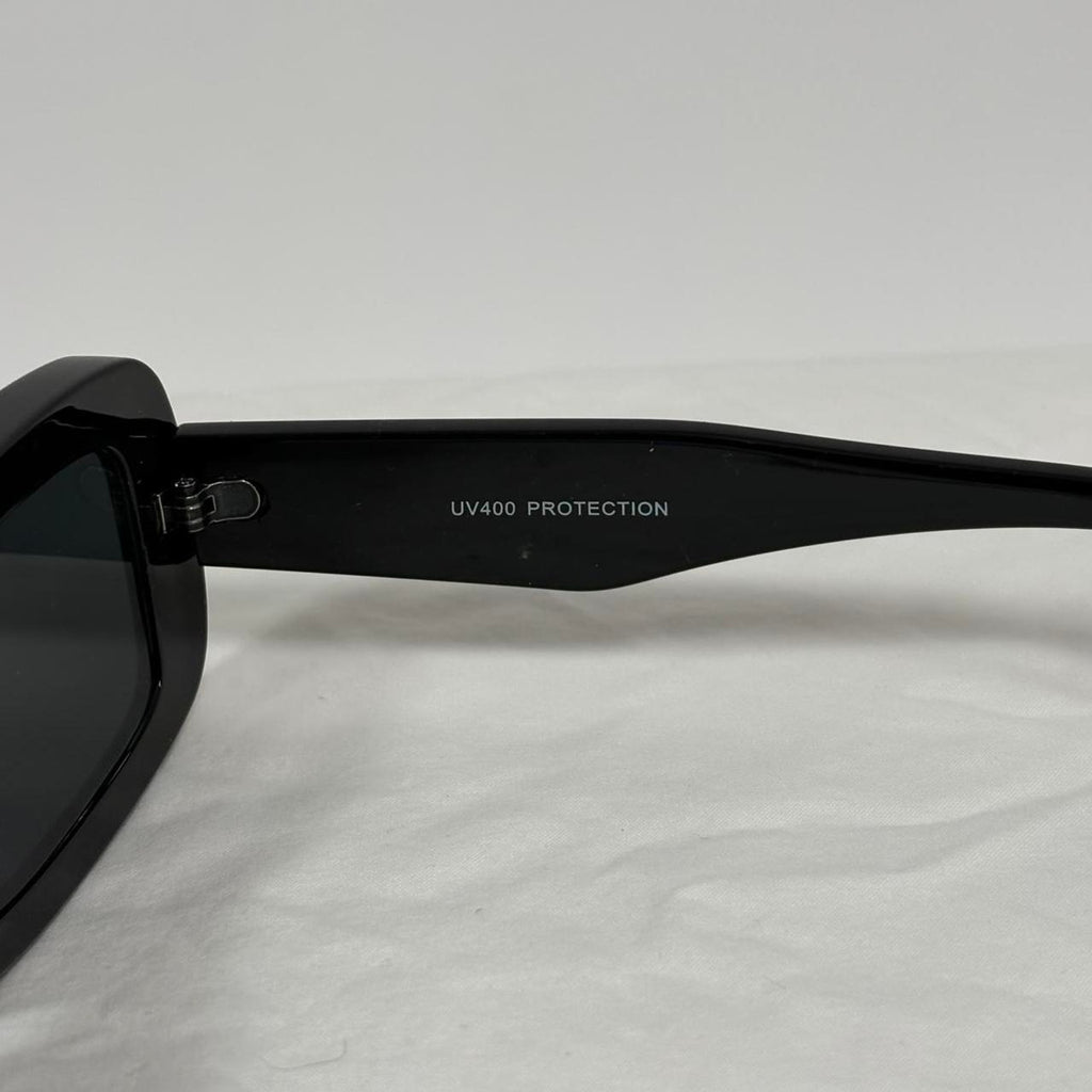 Chunky Black Rectangular Sunglasses - Rounded, UV400