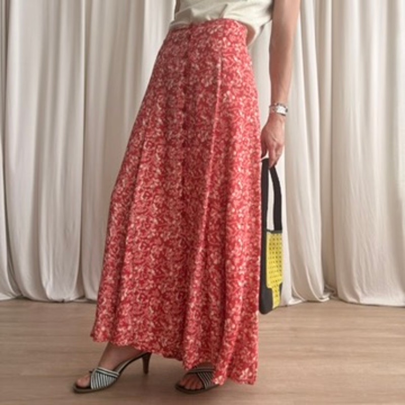 Equation Pink Maxi Skirt - 90s, A-Line, Button Front - Size M