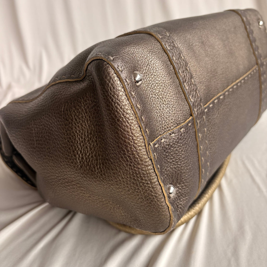 Fendi Selleria "Linda" Metallic Bronze/Pewter Leather Bag - 2006 Collection