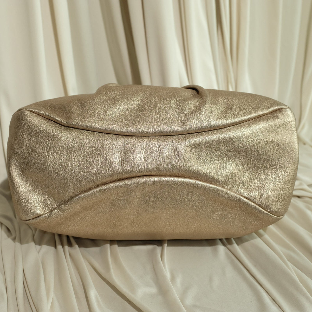 Salvatore Ferragamo Metallic Bronze Leather Miss Vara Bow Tote