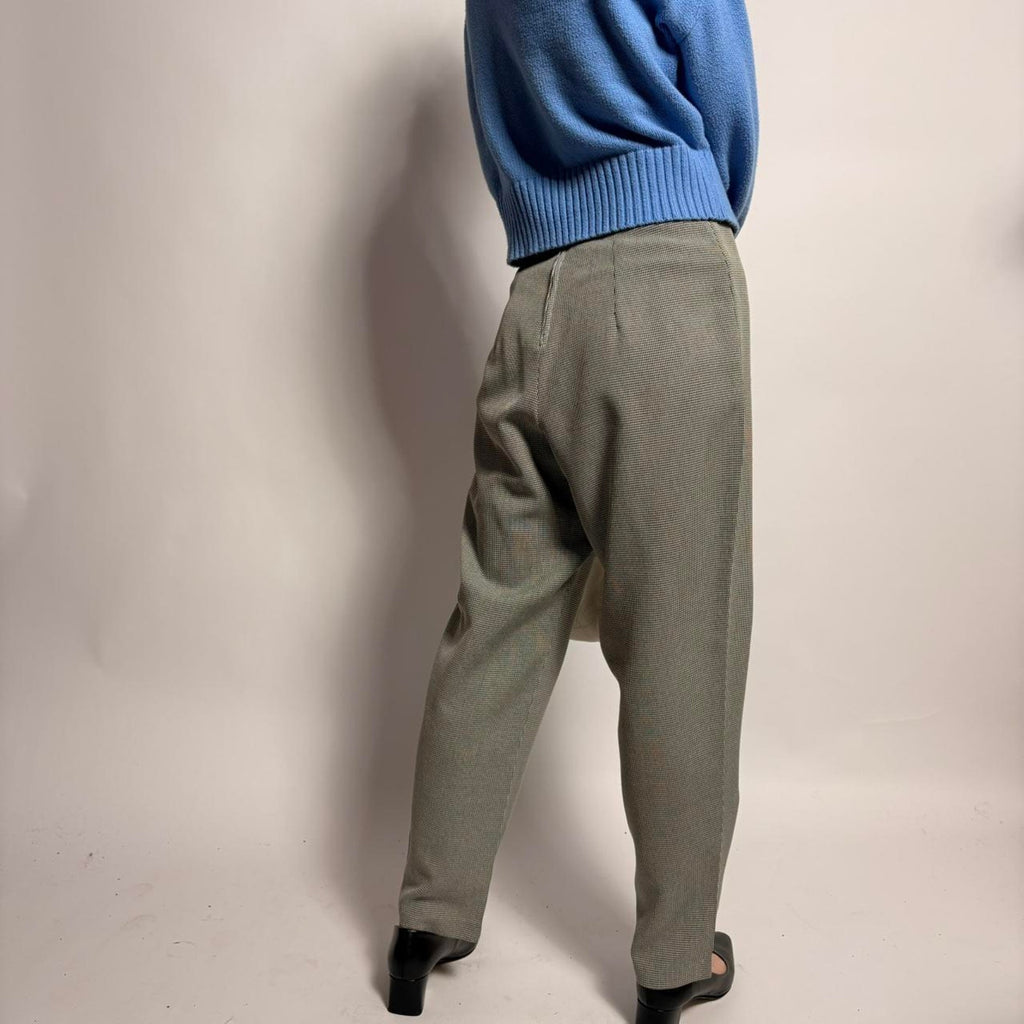 Vintage Gingham Trousers - Black & White (Fits Small)
