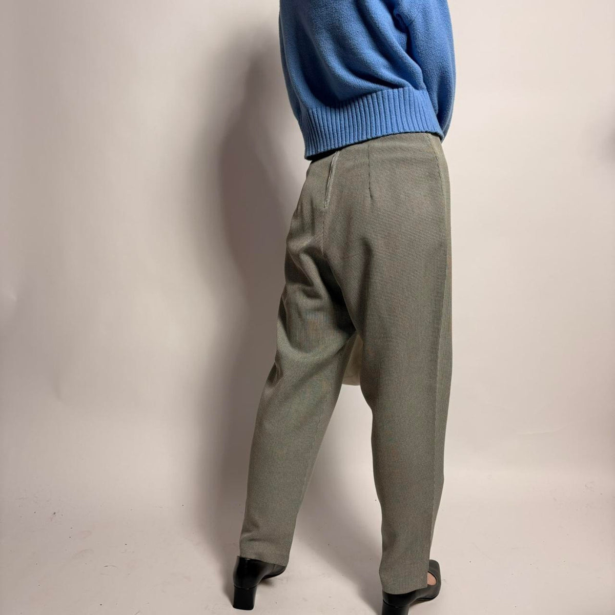Vintage Gingham Trousers - Black & White (Fits Small)