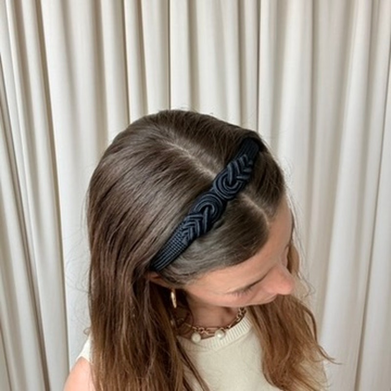 Black Rope Knot Headband - Retro, 13"